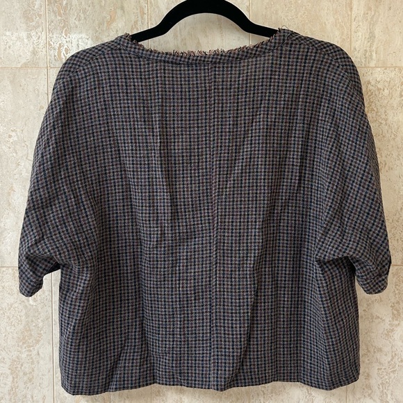 Zara Cropped Woven Henley (Medium) - Purple/Brown - Picture 4 of 5